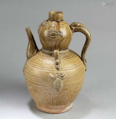 An Olive Green Pottery Teapot