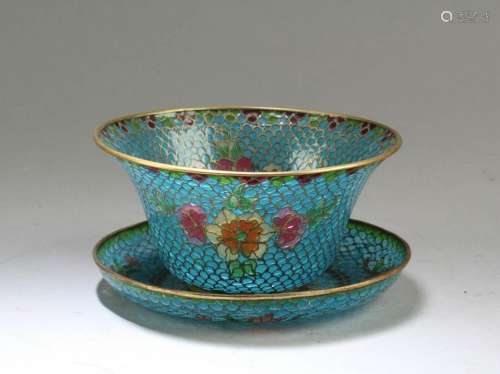 A Cloisonne Bowl with Saucer