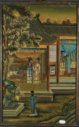 A Framed Chinese Reverse Glass Painting