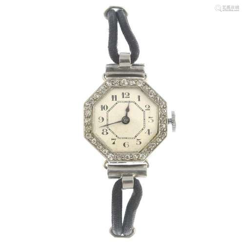 A mid 20th century diamond cocktail watch. Estimated