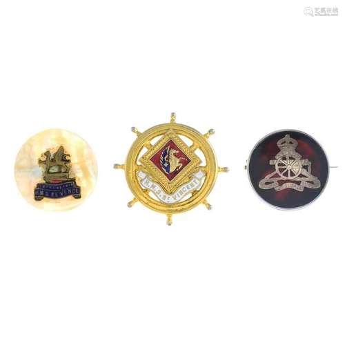 A selection of Royal Regiment of Artillery brooches to