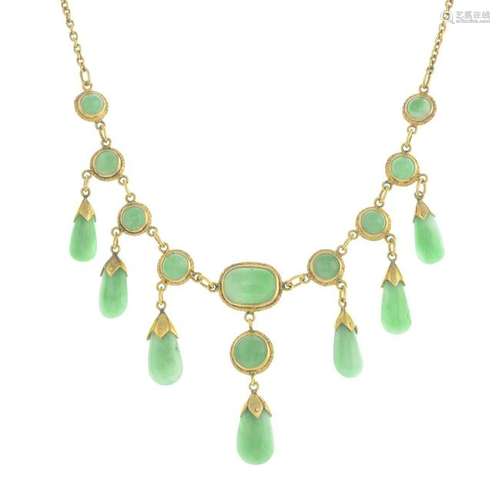 A jadeite fringe necklace Verbal from GCS, stating