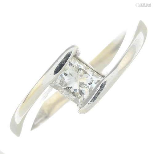 A platinum diamond single-stone ring.Estimated diamond