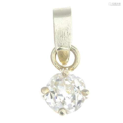 An old-cut diamond single-stone pendant. Estimated