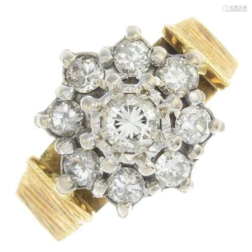 A diamond cluster ring. Estimated total diamond weight