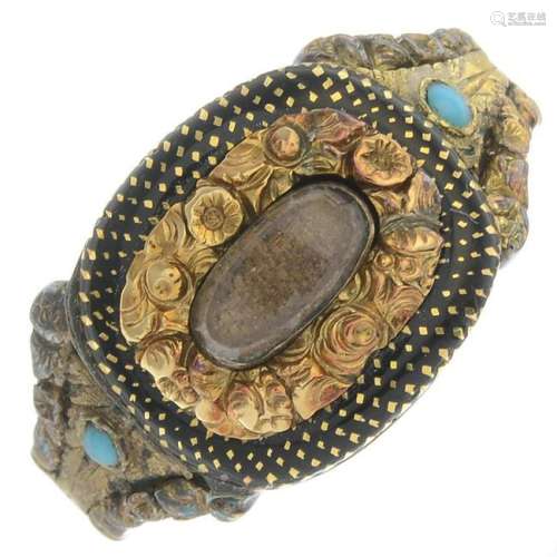 An early 19th century gold, enamel and turquoise