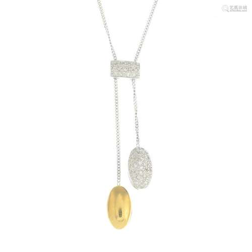 An 18ct gold diamond negligee pendant, suspended from