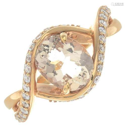 A morganite and diamond dress ring. Morganite