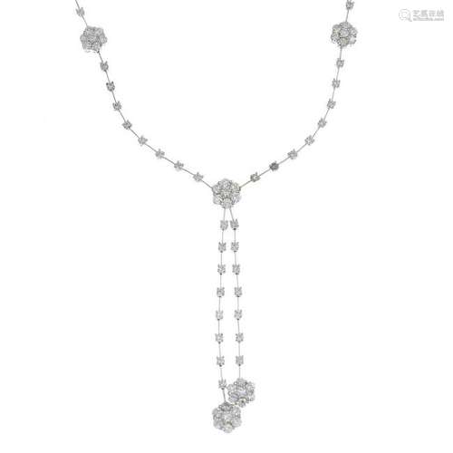 A diamond necklace.Estimated total diamond weight 2.75