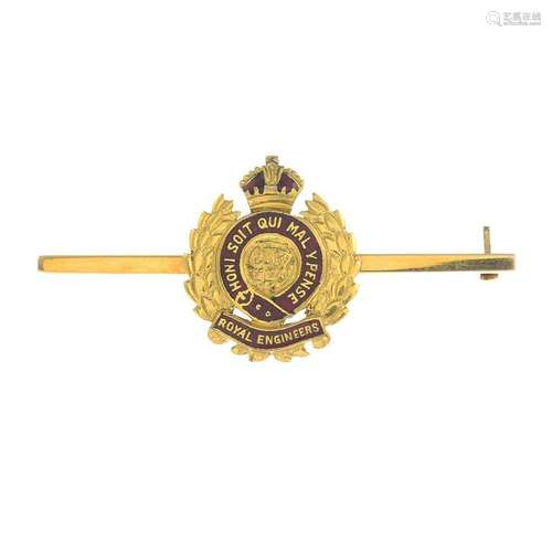 An early 20th century 18ct gold enamel Royal Engineers