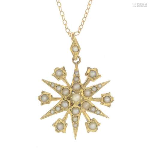 An early 20th century 15ct gold split pearl star