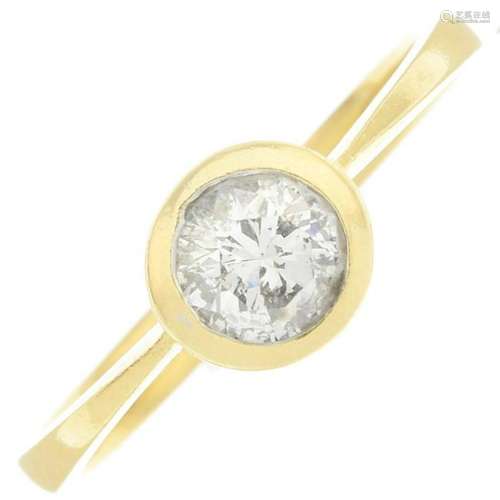 A diamond single-stone ring. Diamond weight 0.50ct, H-I