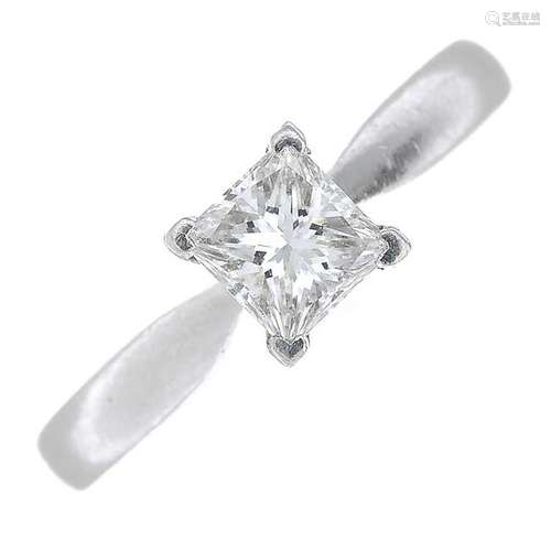 A platinum diamond single-stone ring. Diamond laser