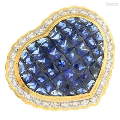 A sapphire and diamond ring. Total sapphire weight