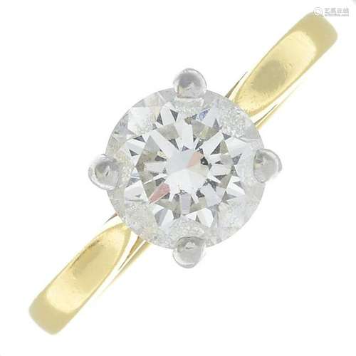 An 18ct gold diamond single-stone ring. Estimated