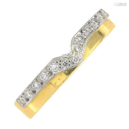 An 18ct gold diamond band ring.Estimated total diamond