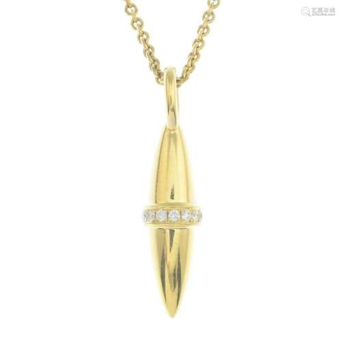 A 'Velocity' diamond pendant with a belcher chain, by