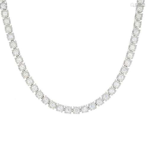 A diamond necklace.Total diamond weight 8cts, stamped