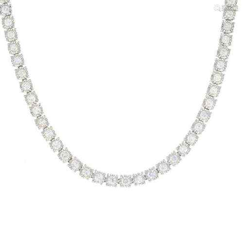A diamond necklace.Total diamond weight 8cts, stamped