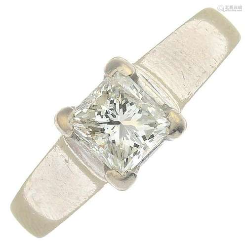 An 18ct gold diamond single-stone ring. Diamond weight