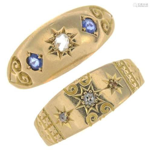Two late Victorian 18ct gold diamond and gem-set