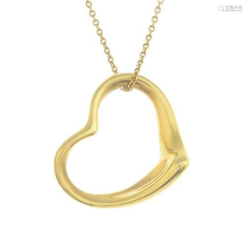 An 18ct gold  'Open Heart' pendant, suspended from a