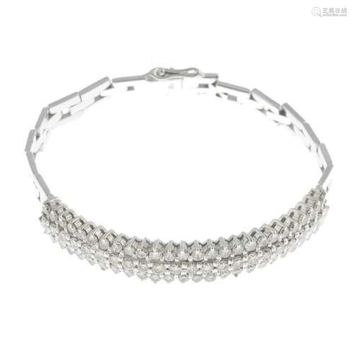 A diamond bracelet. Estimated total diamond weight 2.50