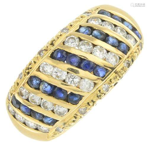 A sapphire and diamond dress ring.Estimated total