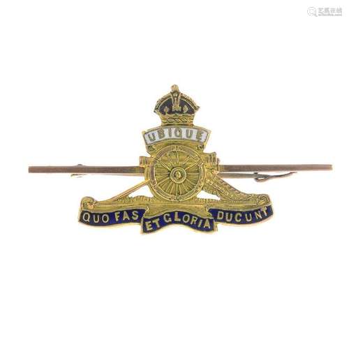 An early 20th century 9ct gold enamel Royal Regiment of