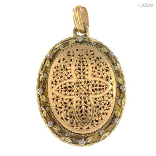A mid 19th century 18ct gold fancy locket.Length