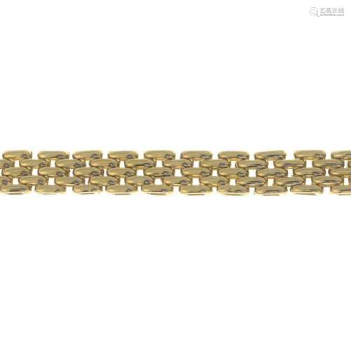 An 18ct gold brick-link necklace. Hallmarks for London,