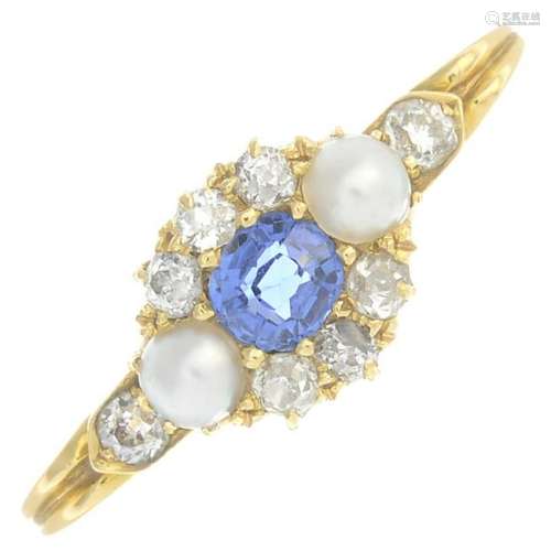 A late Victorian 18ct gold sapphire, diamond and split