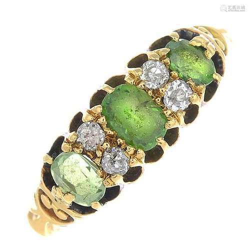 A late Victorian 18ct gold demantoid garnet and diamond