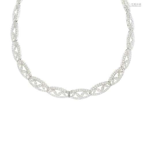 A diamond necklace. Estimated total diamond weight 7.50