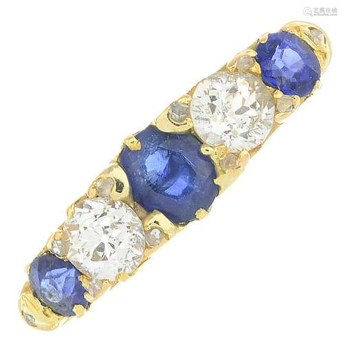 A mid 20th century 18ct gold sapphire and diamond