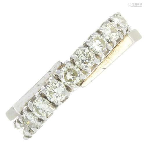 An 18ct gold diamond half eternity ring. Estimated