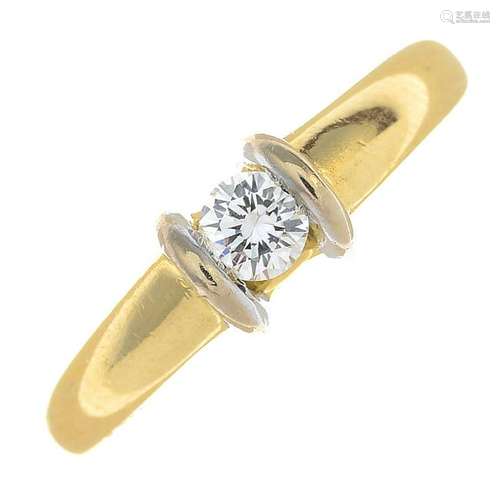 An 18ct gold diamond single-stone ring.Estimated