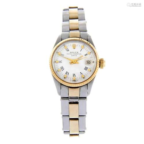 ROLEX - a lady's Oyster Perpetual Date bracelet watch.