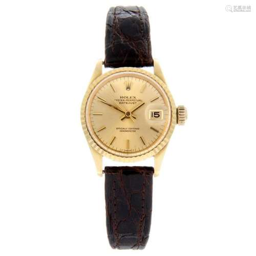 ROLEX - a lady's Oyster Perpetual Datejust wrist watch.