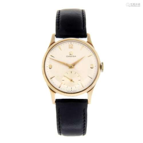 OMEGA - a gentleman's wrist watch. 9ct yellow gold