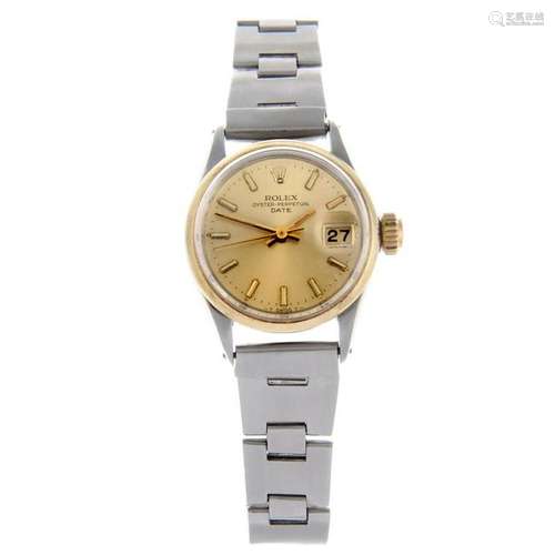 ROLEX - a lady's Oyster Perpetual Date bracelet watch.