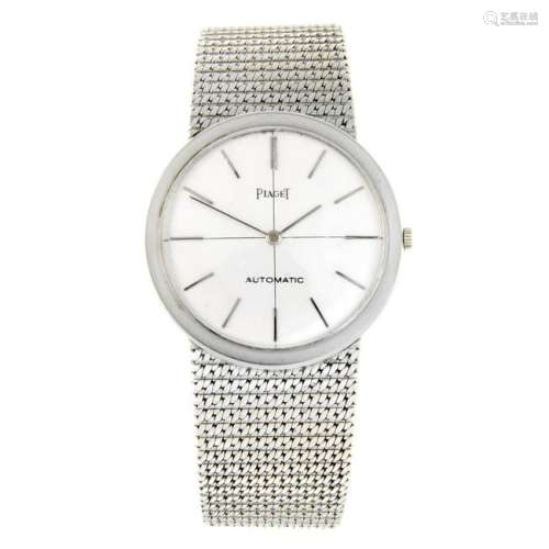 PIAGET - a gentleman's bracelet watch. White metal