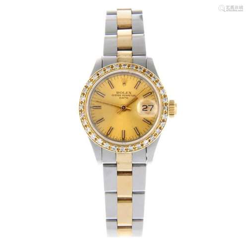 ROLEX - a lady's Oyster Perpetual Date bracelet watch.