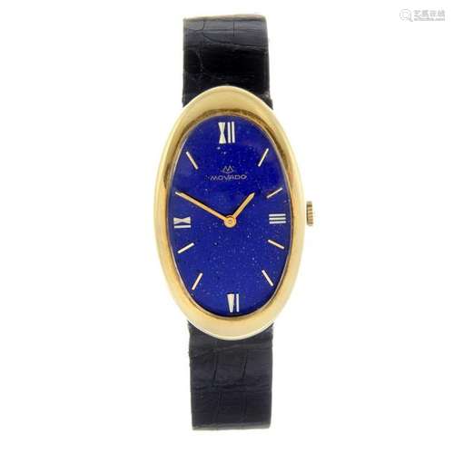 MOVADO - a lady's wrist watch. Yellow metal case,