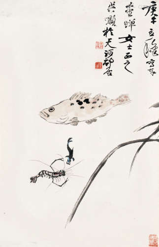 吴灏（1930～2017） 1990年作 海鲜 镜框 设色纸本