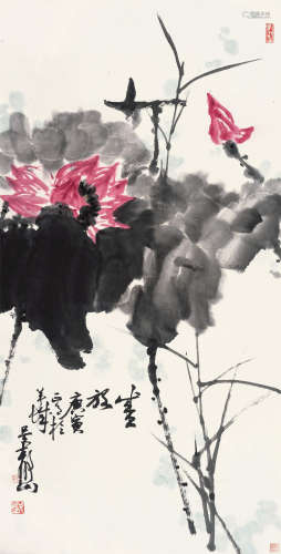 吴静山（b.1943） 2010年作 荷花 镜片 设色纸本