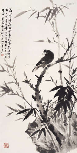 黄君璧（1898～1991） 1975年作 八哥石竹 立轴 水墨纸本