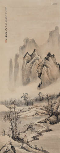 李研山（1898～1961） 1940年作 行旅图 立轴 设色纸本