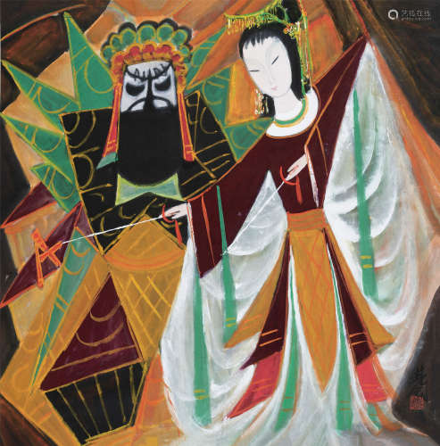 林风眠（1900～1991） 霸王别姬 镜框 设色纸本