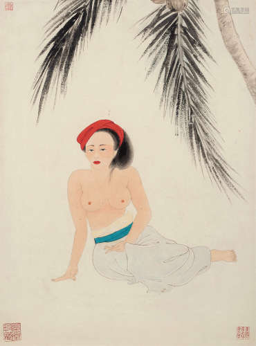 黄独峰（1913～1998） 热带风情 镜框 设色纸本